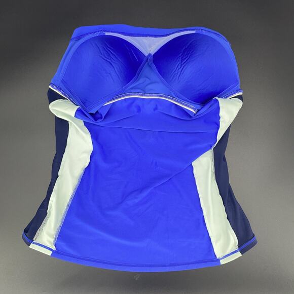 Athleta Women's Size 34D/DD Coastline Bra Cup Tankini Top Blue Color Block Flaw - Picture 7 of 9
